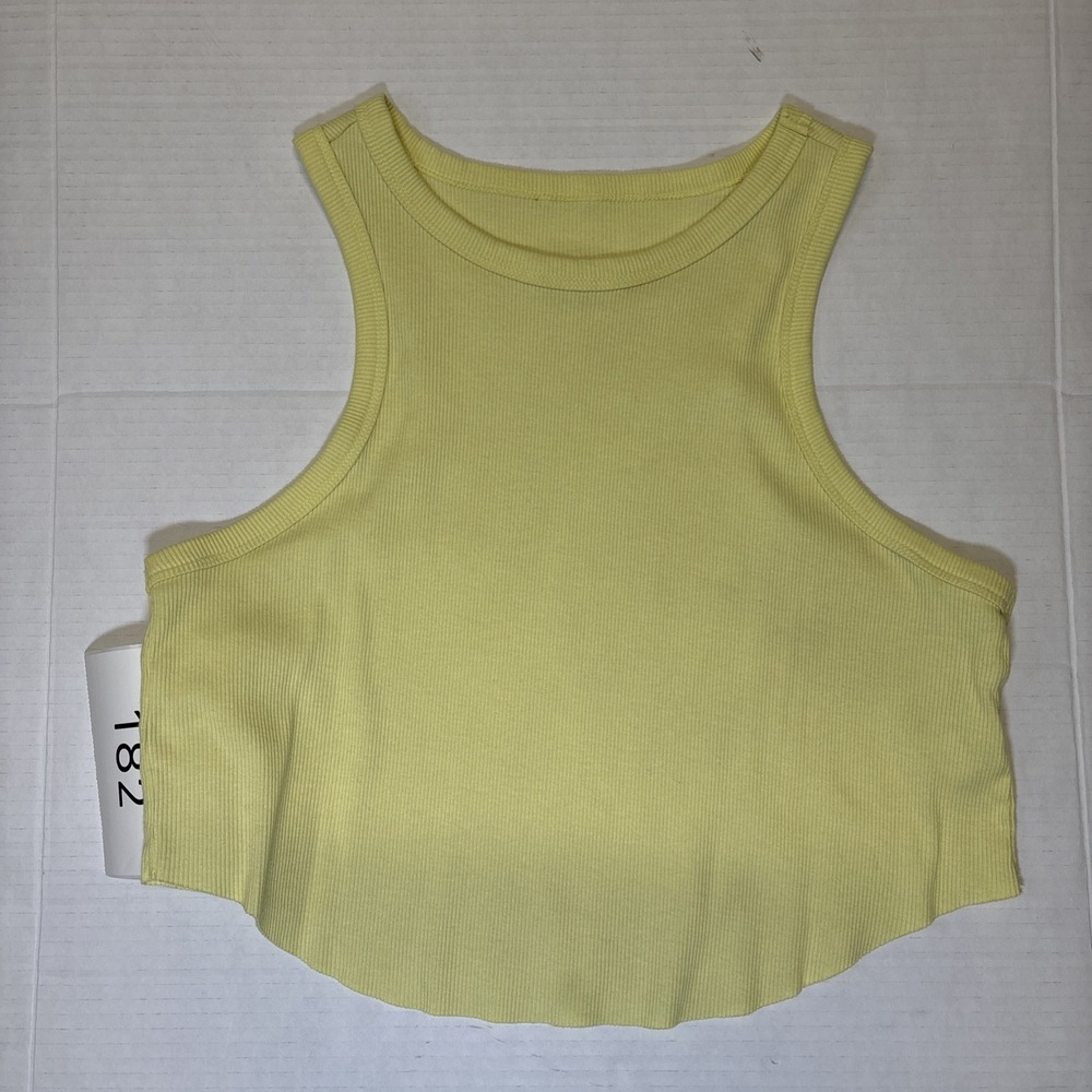 Wild Fable Women's XXL Ribbed Cropped Tank Top Yellow Sleeveless Stretch